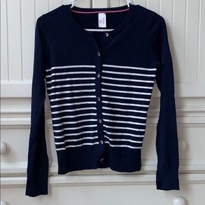 Girls striped navy blue sweater/cardigan